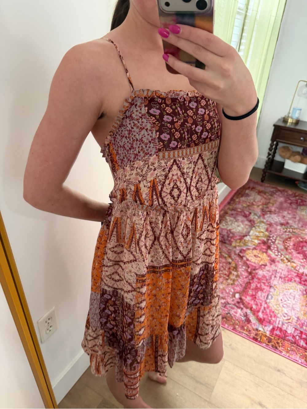 ILLA ILLA Rust, Purple & Cream Patchwork Mini Sundress